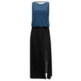 thumbnail image 3 of UPPADA Robe Sans Manches à Col Ras du Cou pour Femme, Fendue, Fluide, Robe Formelle, Décontractée, Bohème, d'Été, Robe de Cocktail, de Soirée, de Bal, Longue, avec Poches, Bleu Marine, 2TG, 3 of 5
