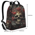 thumbnail image 4 of Lsque Classical Rose Crown Skull Pattern Backpack – School Travel Canvas Daypack with Ergonomic Padded Straps, Multiple Compartments & Leather Handle, 4 of 5