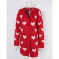 thumbnail image 4 of Drvitor Valentines Cardigans for Women Heart Printed Open Front Cardigans Casual Loose Mid-Length Cardigan Sweaters, 4 of 8