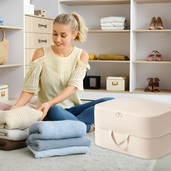 Storage Bag Clearance Clearance Storage Box, Big Clothing Container, Large-Capacity Clothing Storage Bag, Heavy Duty Bags for Moving Beige