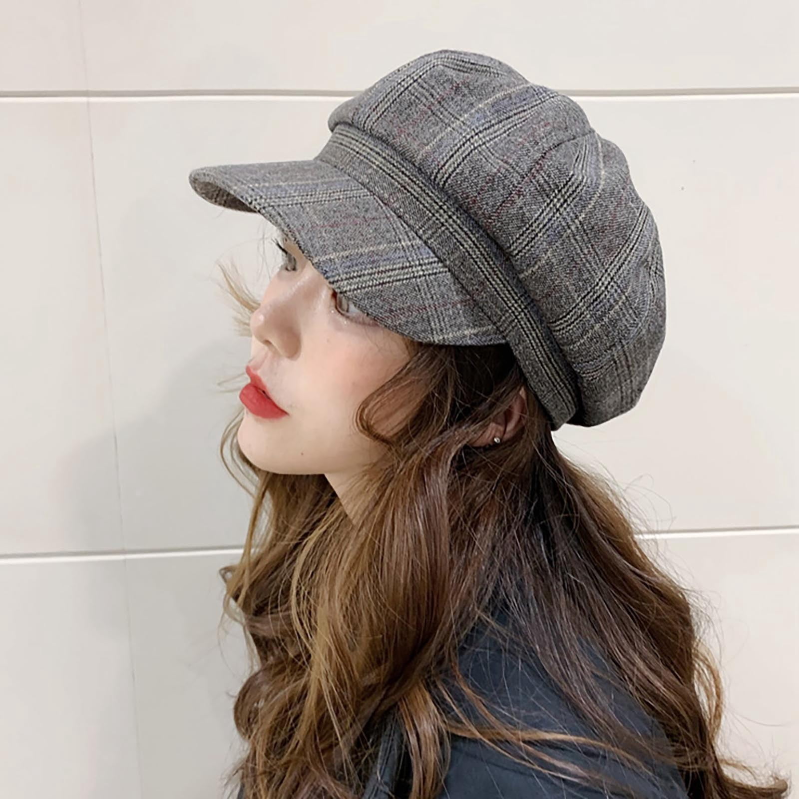 Hats Winter Vintage Women Winter Plaid Newsboy Beret  display picture 1