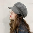 thumbnail image 4 of IDALL Beret Hats Hats for Women Winter Vintage Women Winter Plaid Hat Newsboy Beret CapBerets Cute Hats Summer Hats Gray One Size, 4 of 4