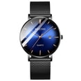 thumbnail image 4 of Reloj Ultra-Thin parahombre con esfera azul impermeable y reloj de cuarzo Dorado, 4 of 8