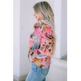 thumbnail image 4 of Women's Pink Floral Print Tiered Ruffled Long Sleeve Blouse, 4 of 5