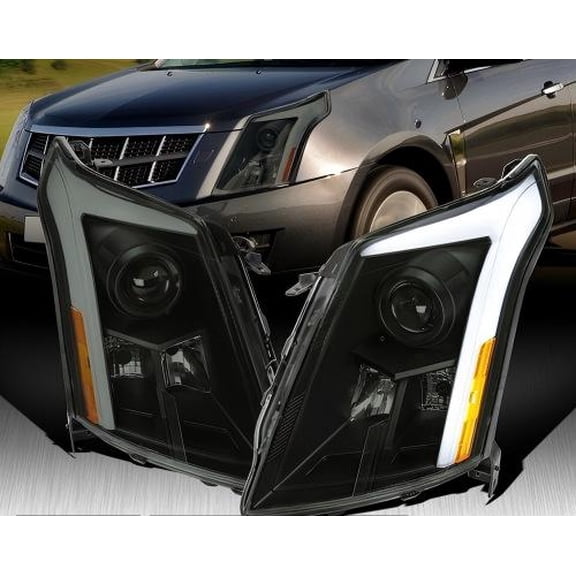 Black Smoke Fits 2010-2016 Cadillac SRX Projector Headlights LED Bar Sequential