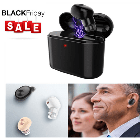 Mini Bluetooth Earbud, Single in-Ear Invisible Earpiece Wireless Headphone with 400mAh Charging Case Dock for iOS and Android Phones,1 PCS,Black Friday / Cyber Monday
