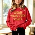 thumbnail image 2 of XAOFW Girls Hoodies Casual Letter Print Long Sleeve Hooded Sweatshirts Soft Cozy Fashion Pullover For Kids Comfortable Tops 5-6 Years, 2 of 4