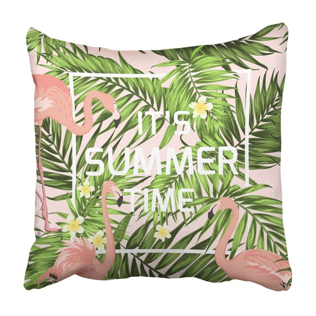 ABPHQTO Summer time pink flamingo birds Funda de almohada Throw Pillow Cover Case 45x45 cm