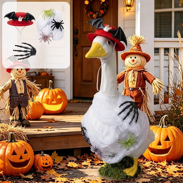 Porch Gooses Halloween Clothing DIY Spiderweb Hat Creativitiness Clothing Set Lawns And Garden Decor
