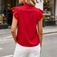 thumbnail image 4 of Karymi Womens Tops Bow Tie Stand Collar Blouse, Ruffle Short Sleeve Chiffon Tank Top, Elegant Slim Fit Satin Shirt Womens Tops, 4 of 5