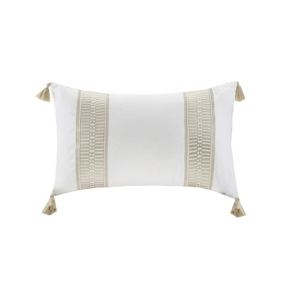 Gracie Mills Randall Embroidered Cotton Oblong Pillow with Tassels - GRACE-10480