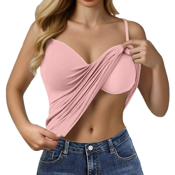 Tank Tops with Built in Bras, Prolriy Womens Soft Vest with in Bra Sleeveless Comfy Stretch Yoga Gym Tops Workout Tank Tops Womens Tops Pink M