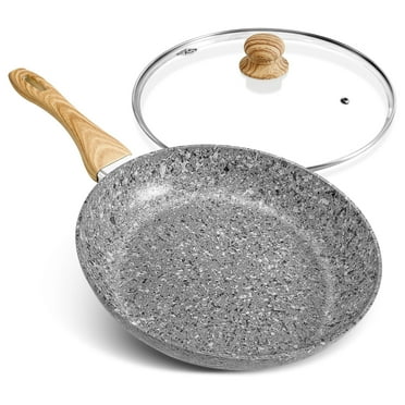 Koch Systeme CS 12" Grey Non-stick Granite Stone Frying Pan with Lid, Oven Safe & All Stovetop Compatible