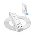 thumbnail image 1 of NTONPOWER Regleta de enchufe plano, protector contra sobretensiones de cable de extensión de 15 pies, 6 salidas de CA amplias con 3 puertos USB (1 USB C), montaje en pared, protector contra sobretensi, 1 of 5
