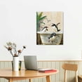thumbnail image 3 of Acheng  Sylvie Beaded Penguins Bali Bath Vintage Framed Canvas Wall Art , Modern Cute Animal Bathtub Art for Wall 12x16 in, 3 of 5