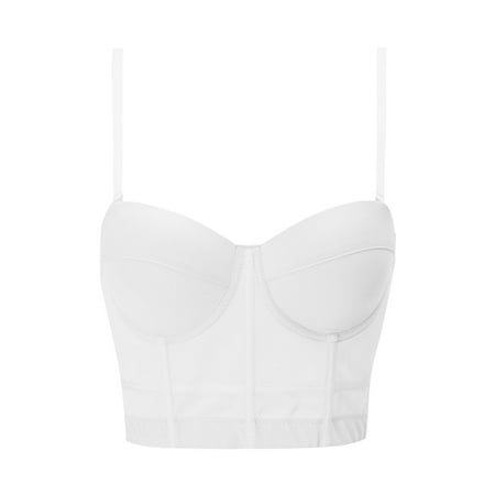 FUNUONY Big Sale!! Push Up Bras for Women 2025 Trendy Women s Mesh Fishbone Underwear with Bottom Tank Top for Slim Underlay Bra White M