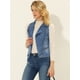 thumbnail image 3 of INSPIRE CHIC Chaqueta tipo chaleco de mezclilla lavada sin mangas con cierre asimétrico y solapa con muescas para mujer Azul XS, 3 of 5