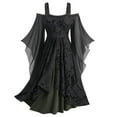thumbnail image 2 of QATAINLAV Womens Halloween Cosplay Costumes Off Shoulder Bat Sleeve Gothic Dress Vintage Witch Medieval Punk Evening Outfit, Army Green, XL, 2 of 7