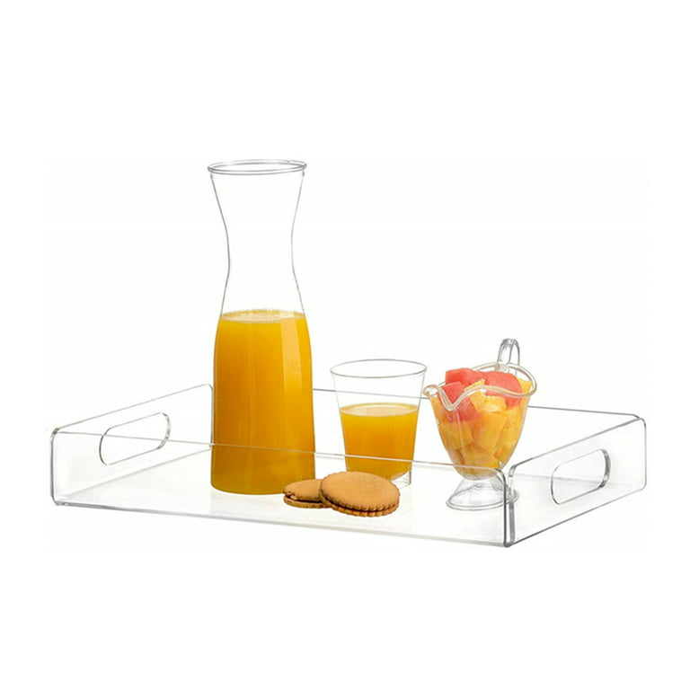 NITINOL 11×14 Inches Clear Acrylic Serving Tray with Handles Spill Proof  Trays for Coffee Table Bathroom Kitchen Office