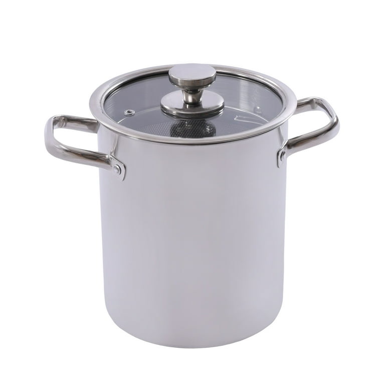 Frying Pot with Lid and Basket, Stainless Steel Deep Frying Pan, Fryer for French Fries Chicken, Homes Restaurants Use, Size: 28*17.5*24.5cm, Silver