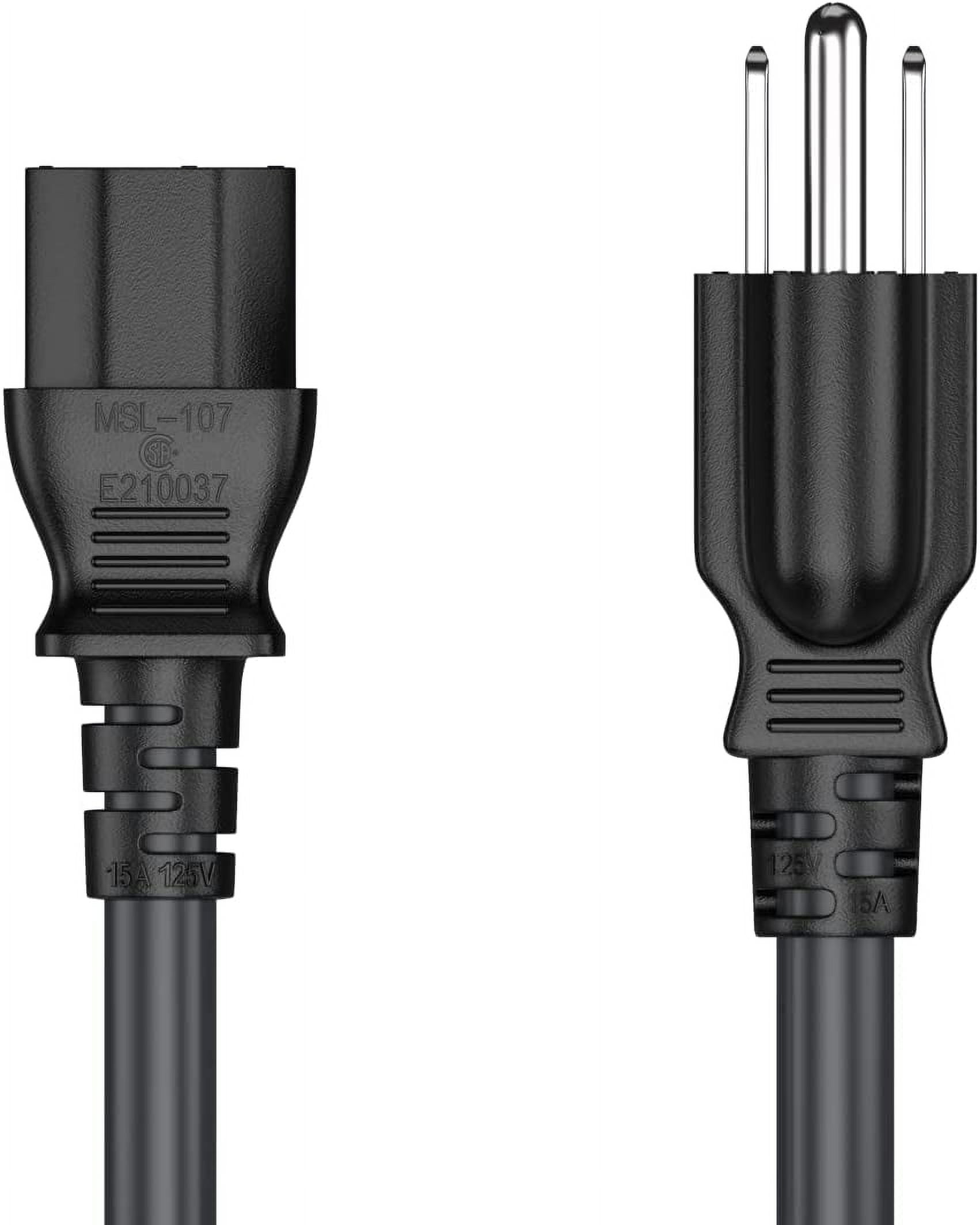 JJEAN-5ft 14AWG Computer Power Cord, NEMA 5-15P to IEC C13 AC Power Cable, Heavy Duty 3-Prong Replacement Power Cord for PC, Monitor, Printer, Server & TV - Black