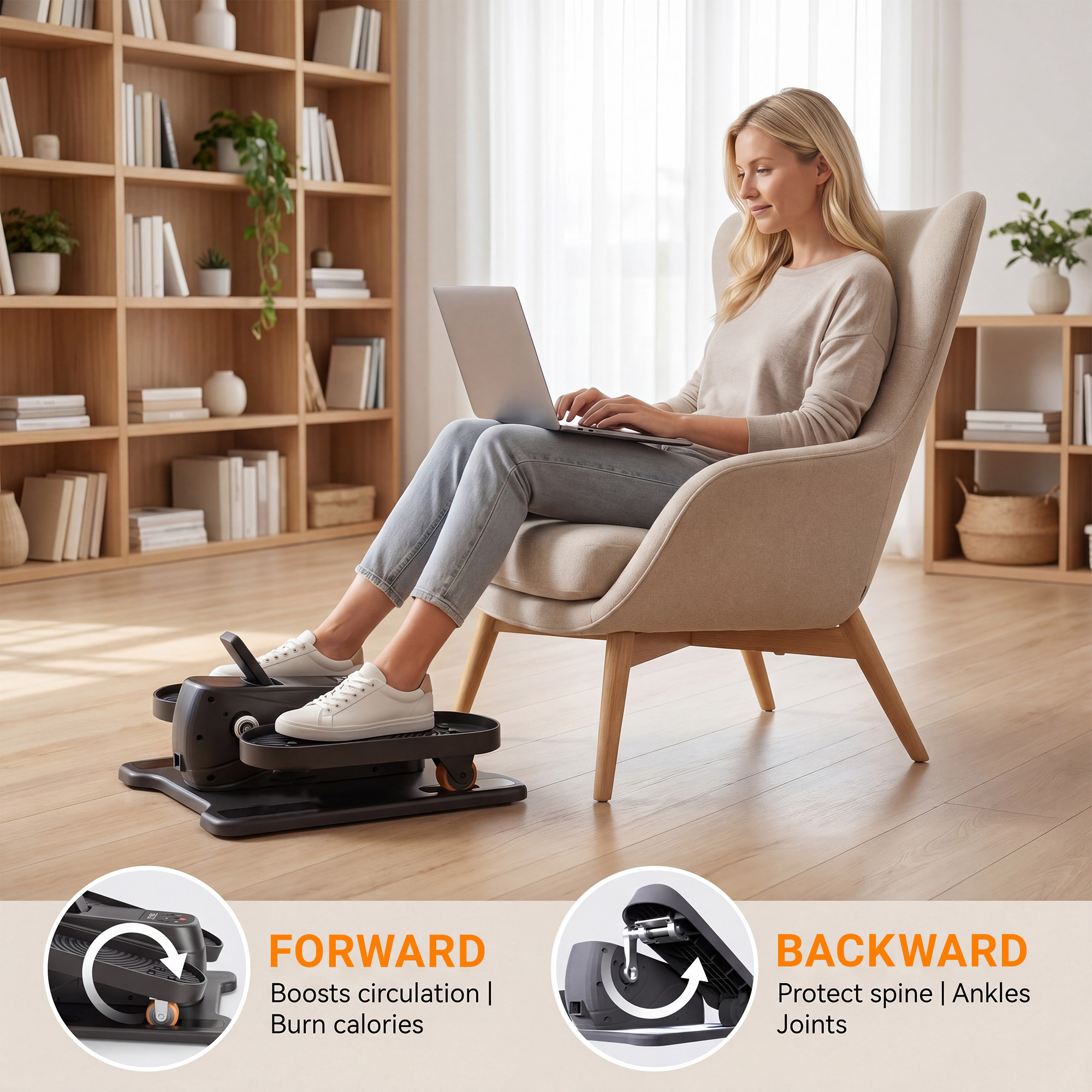 PROHIKER Under Desk Elliptical Machine with 12 Speeds photo 8
