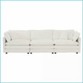 thumbnail image 4 of Modern 3-Piece Chenille Sectional Sofa Set – 3-Seat, Loveseat, Single – Extra Deep Seat for Living Room | White | Chenille | Cushion Back, 4 of 10