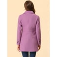 thumbnail image 4 of Abrigos largos de invierno con solapa con muesca y doble botonadura para mujer Púrpura L, 4 of 6