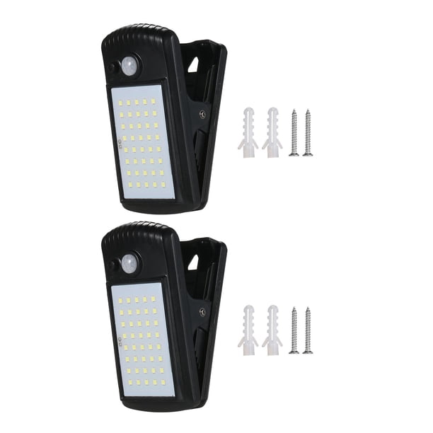 Sensor de movimiento al aire libre Luces solares Iluminación de emergencia Anochecer al amanecer Inundación solar 2 piezas Sharpla pinzas de luz de pared