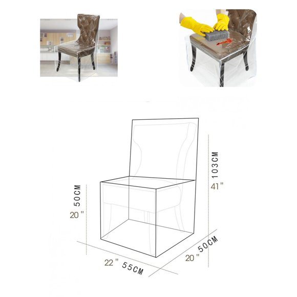 Chair Cover Scratch-resistant Stain Resistant Transparent Eco-friendly Simple Installation Dustproof PVC Plastic Dining Chair Cover Seat Protector Home Supplies