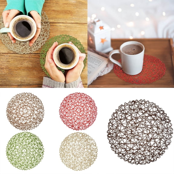 15.2" Knit-Look Vinyl Placemats Set of 3 - Textured Table Decor for Dining Tables, Wedding Centerpieces & Cafe Settings, Easy-Clean Waterproof Place Mats