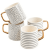Thyme & Table Drinkware Dot & Stripe Black & White Assorted Stoneware Mugs, 4 Pack