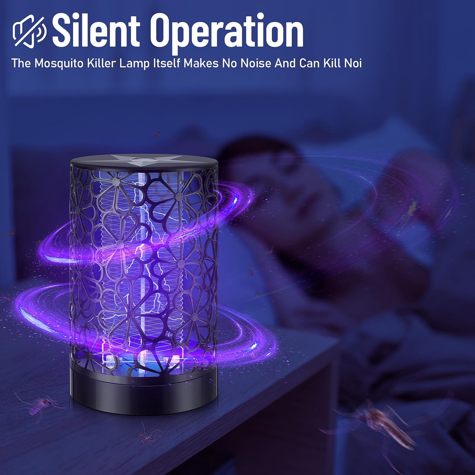 Gytml USB Plug-In Mosquito Eliminator, Biomimetic Purple Light Bug Trap, Safe & Durable Insect Killer For Home, Patio & Courtyard(Black-20.5cmx13cm)