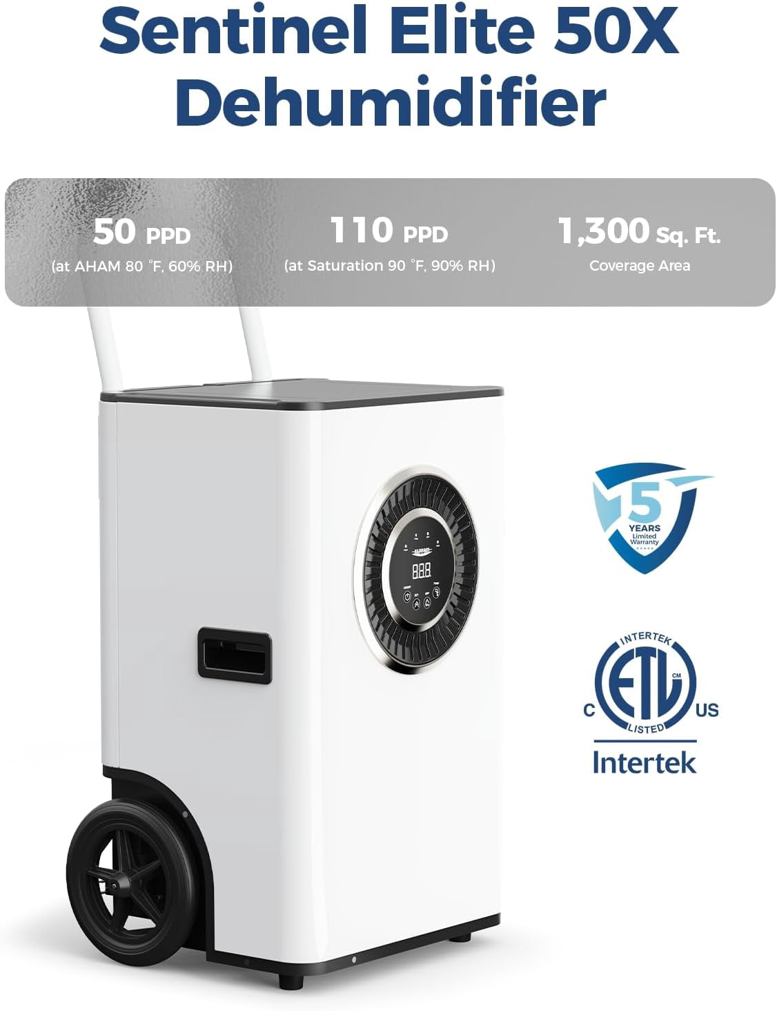 ALORAIR 110PPD Commercial Dehumidifier with Pump & Drain Hose, SLGR Tech Dehumidifiers for Large Room, Basement, Warehouse Water Damage Restoration, Industrial Space to 1,300 Sq.Ft, 5 Years Limited