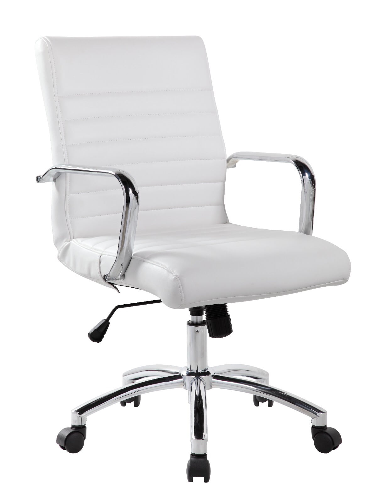 RealBiz Mid-Back Ribbed Faux Leather Office Chair, Pure White - Walmart