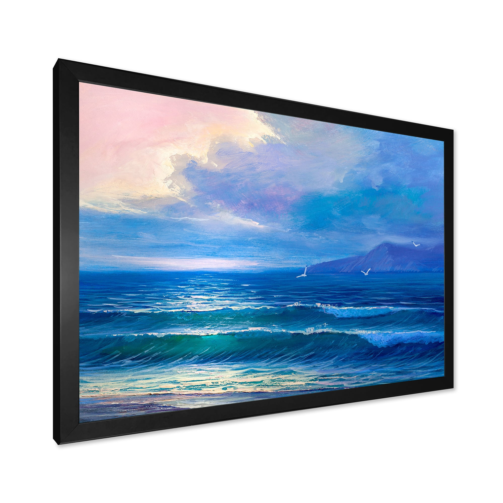 Designart 'Sunrise Glow On The Sea Waves I' Nautical & Coastal Framed Art Print