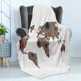 thumbnail image 4 of Floral World Map Soft Flannel Fleece Throw Blanket, Vintage Earth Surface with Blooms Atlas Bohemian Globe Display, Cozy Plush for Indoor and Outdoor Use, 50" x 60", Multicolor, by Ambesonne, 4 of 5