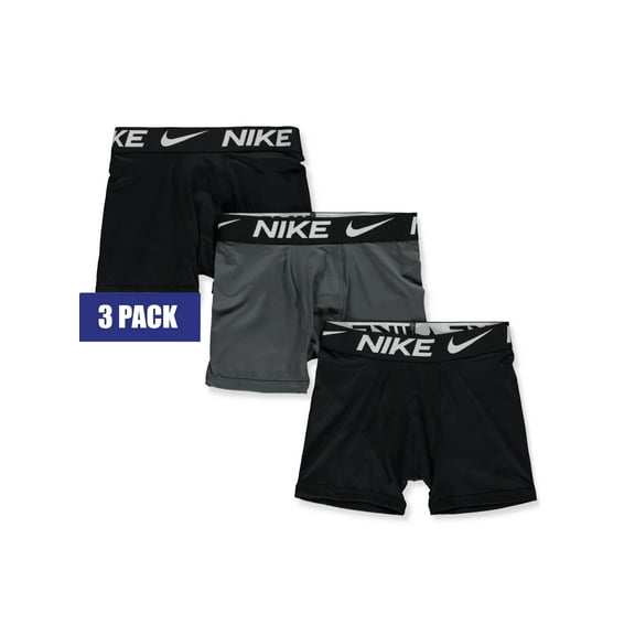 Nike Boy's Breathable Cotton Blend Boxers, Black and Gray (3 Pack)