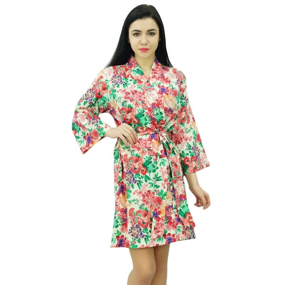 Bimba Floral Cotton Short Robe Getting Ready Bride Bridesmaid Coverup Robes Gift