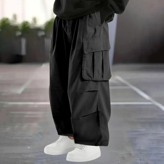 Handshe Men's New Relaxed Fit High-Stretch Cargo Pants with Multiple Pockets Straight Leg Work Pants for Outdoor Activities,Plus Size