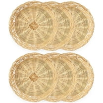 NOGIS 10inch 6 PCS Handmade Wicker Paper Plate Holder Set of 6 Heavy Duty Bamboo Paper Plate Holders Reuseable For Home Party Daily Dinning Picnic as Wall Decoration