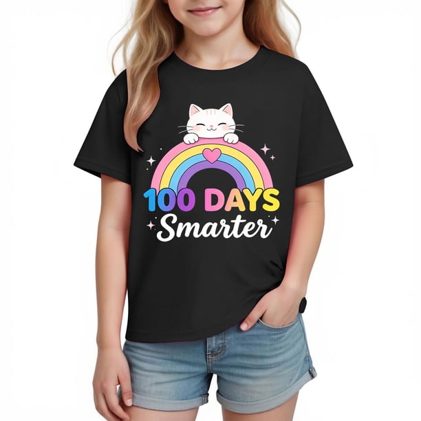 Camiseta de Manga Corta Linda para Niños Niñas Niños Impresión Gráfica Escuela Casual