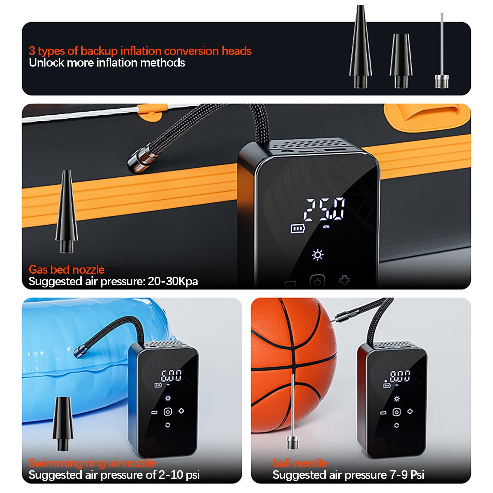 Clearance Items! Car Wireless Air Pump, Multi-Function Tire Inflator, Portable Air Compressor, Rechargeable Car Tire Pump, Wireless Inflator for Tires and Balls Sales Today Clearance!