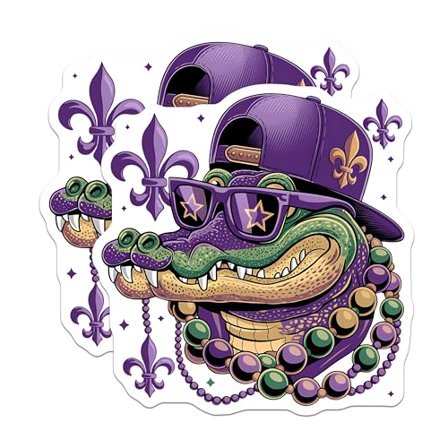 (2 Pack) Alligator New Orleans Magnets - Mardi Gras - Festive Gator - Party ations - Cool Alligator Magnets - 5" On Longest Side - for Cars, Fridges, Toolboxes - Made in USA - MAG4135