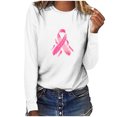 thumbnail image 2 of VKOYWKM Breast Cancer T-Shirts for Women Breast Cancer Awareness Tshirt Long Sleeve Pink Ribbon Graphic Tees Cancer Fight Crew Neck Sweatshirt Tee Tops, 2 of 4
