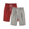 thumbnail image 2 of Maqroz 2 Pack Girls Bermuda Shorts Elastic Waist Casual Summer Linen Shorts with Side Pockets Solid Color Loose Fit Capri Pants 3-13 Years, 2 of 4
