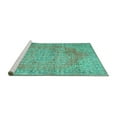 thumbnail image 2 of Ahgly Company Machine Washable Indoor Square Persian Turquoise Blue Traditional Area Rugs, 5' Square, 2 of 4