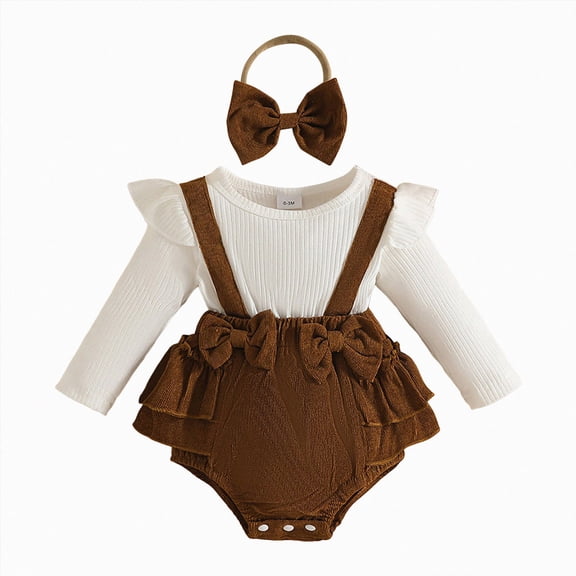 Toddler Baby Boys Girls Bubble Romper Infant Oversized Plain Long Sleeve Crewneck Sweatshirt Bodysuit Cute Clothes 6-12 Months 12-24 Months 2t 3t 4t 5t 6t 7t 8t 9t Children(Brown,12-18 Months)