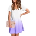 thumbnail image 4 of Vestido Corto de Verano Moda Gradiente Corto de Manga en V Cuello Vestido Casual, Poliéster Ligero de Verano, Lavado de Manos, 4 of 9