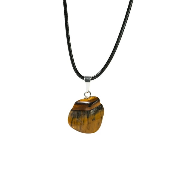 Ayana Tigers Eye Tumbled Healing Crystal Pendant Necklace - Improve Focus, Stability, Luck - Natural Gemstone Jewelry - Crystal Gifts for Women - Comes with a Premium Pouch